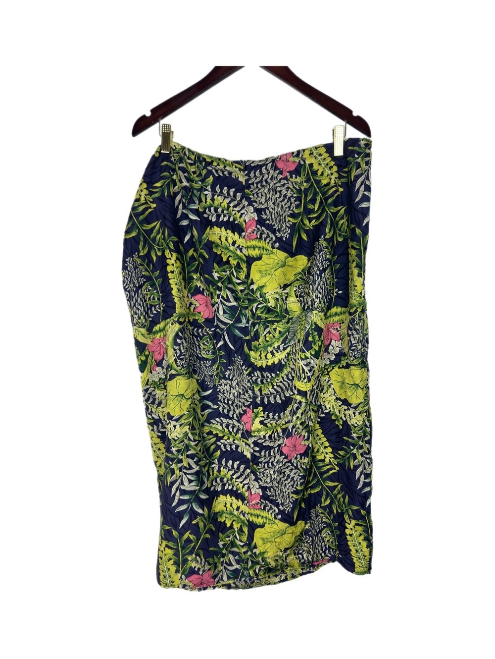 TravelSmith Womens 16W 100% Silk Tropical Floral Wrap Midi Skirt Plus Size